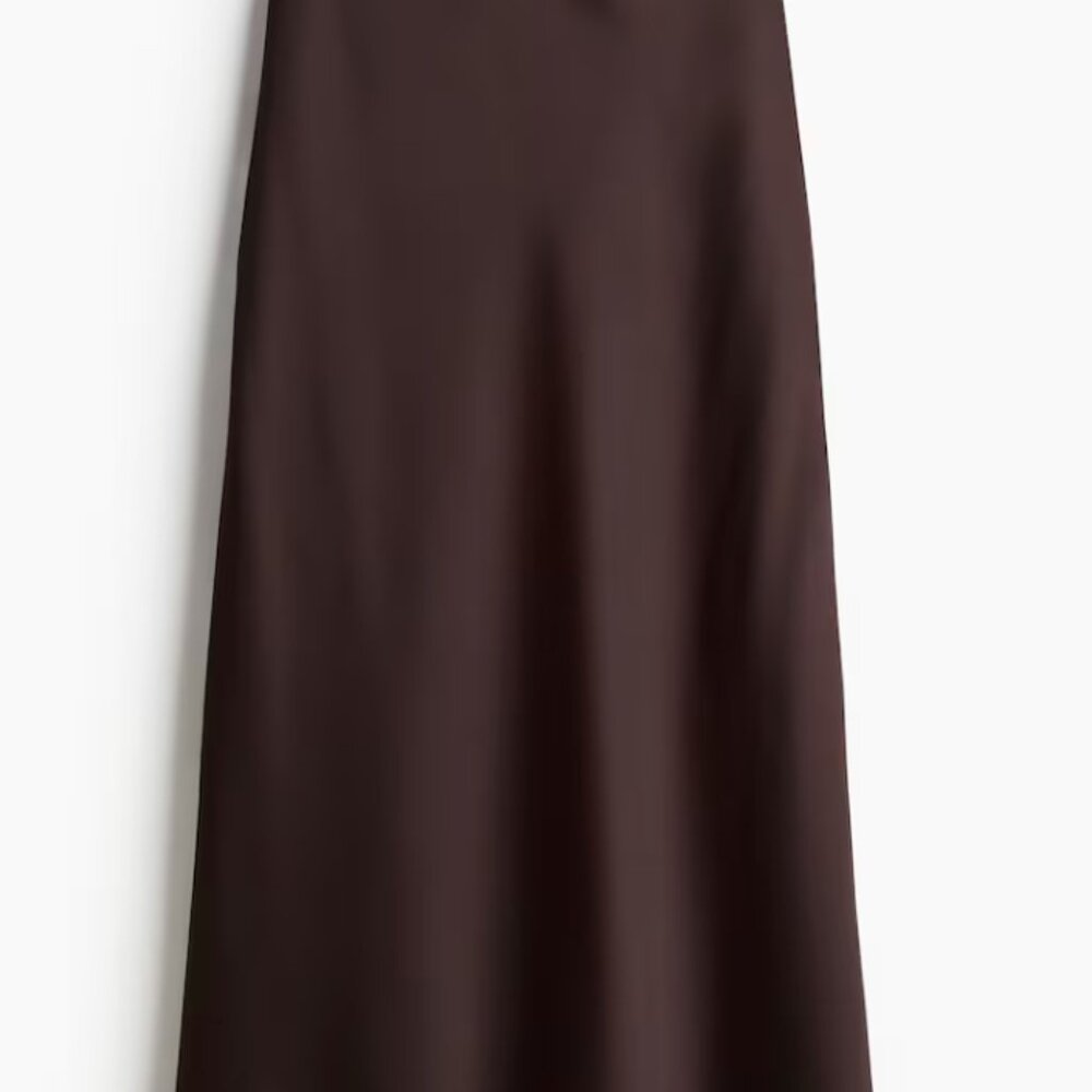 H&M Midi Skirt in Deep Brown